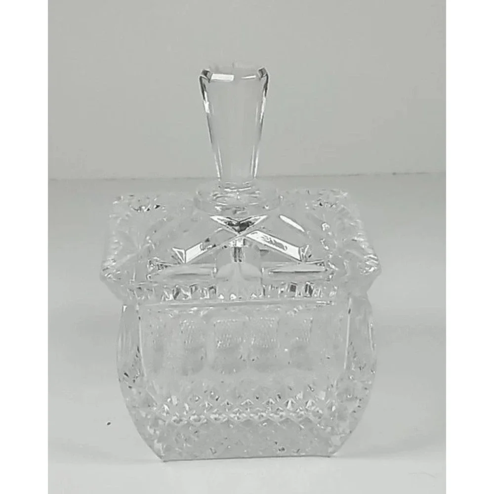 Vintage Clear Cut Lead Crystal Sugar, Jam or Jelly Bowl with Lid
